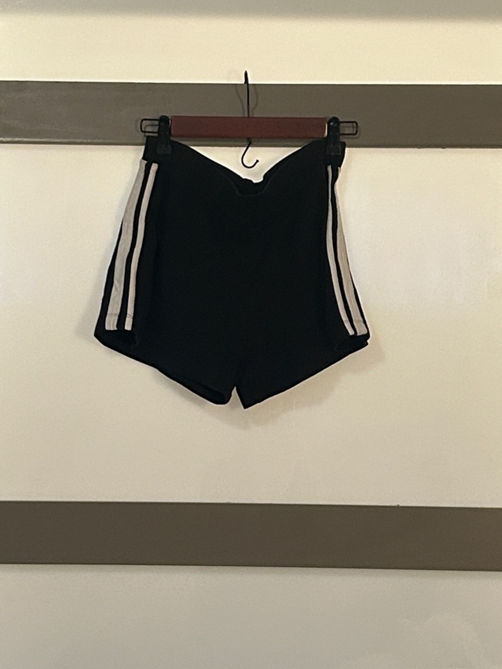 Express Black Athletic Shorts with White Side Stripes - Women's